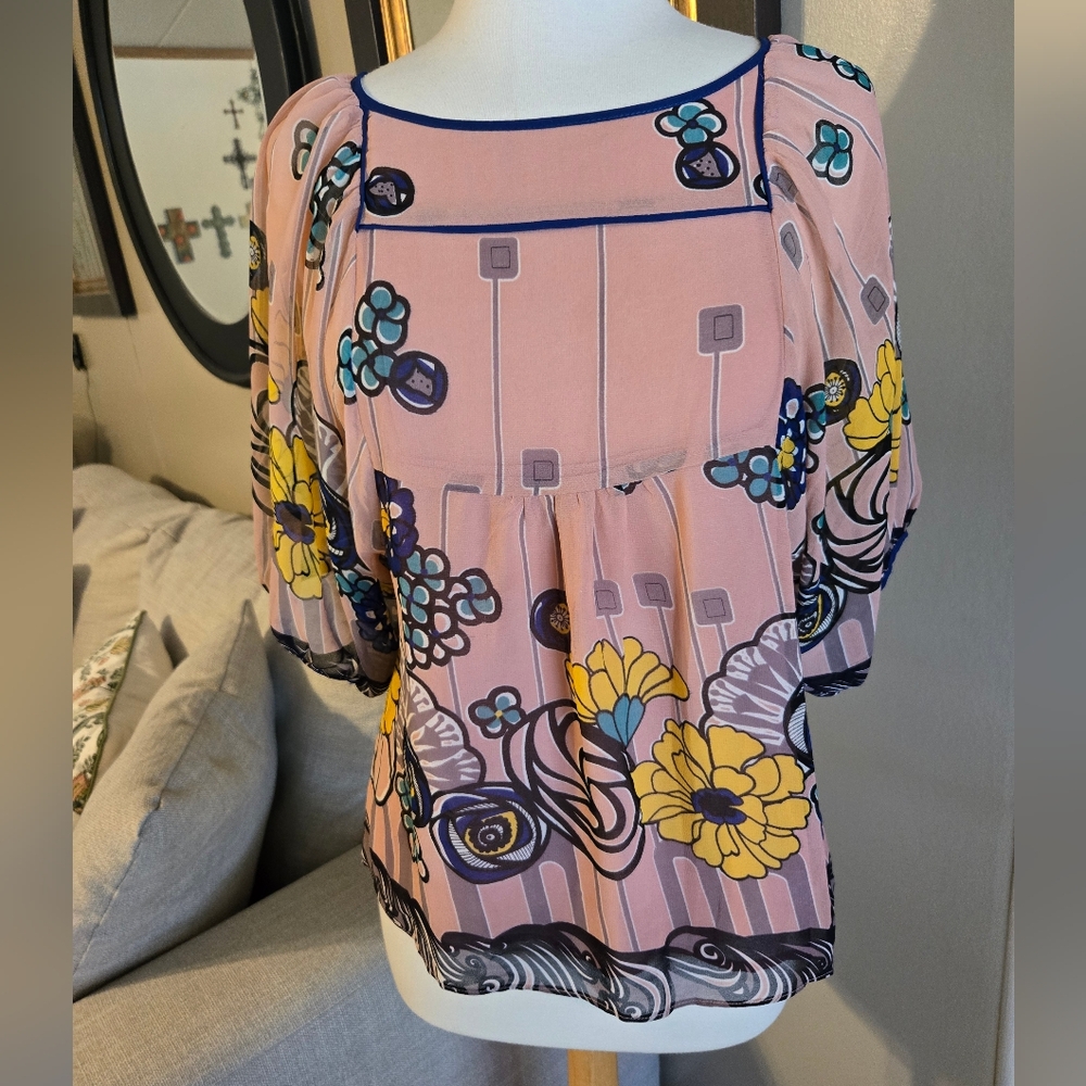 XXI: Floral Print Women's Top - Pink and Yellow 46
